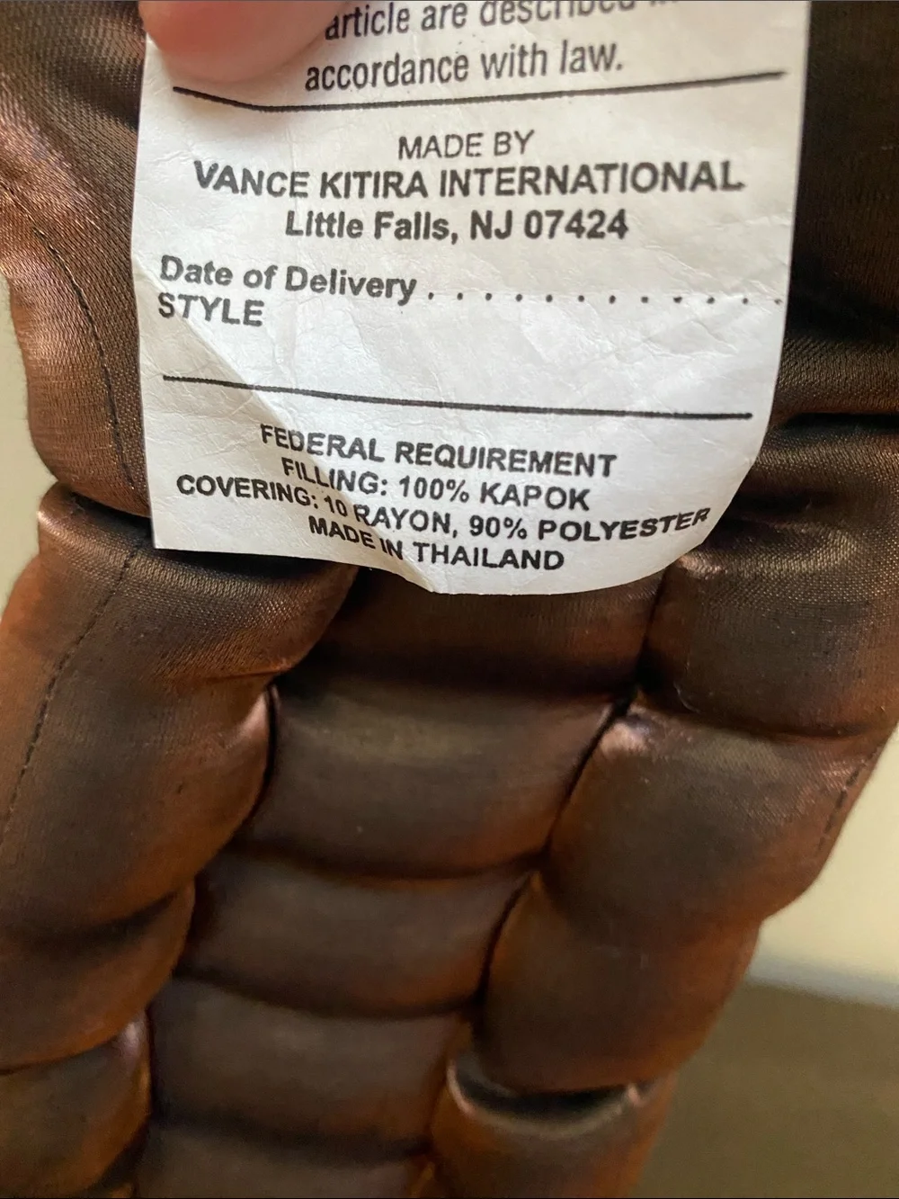 Vance Kitira brown satin Kapok meditation cushion